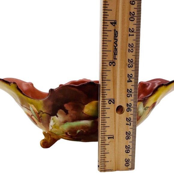 Vintage Footed Floral Scalloped Dish Candy Soap Trinkets Porcelain - Picture 12 of 12